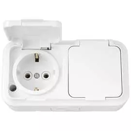 Двухместная розетка BYLECTRICA ПРАЛЕСКА АКВА РА16-303