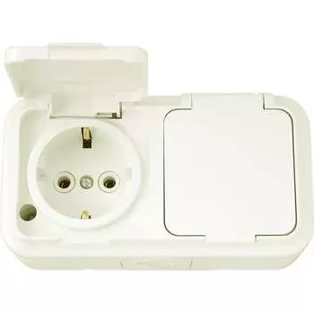 Двухместная розетка BYLECTRICA ПРАЛЕСКА АКВА РА16-303 бежевый