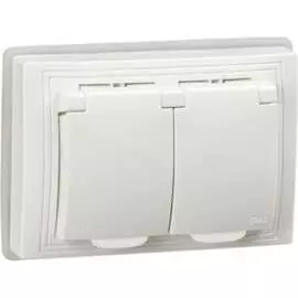 Двухместная розетка IEK KVARTA РСбш12-3-КБ-44 KV-R26-16-44-K01