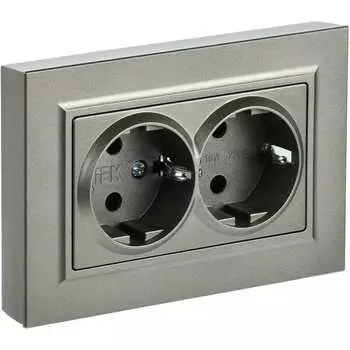 Двухместная розетка IEK Brite рсш12-3-брш BR-R24-16-K37-F