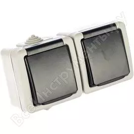 Двухместная розетка с заземлением и крышкой volsten v01-43-r28-s marin grey, 9450