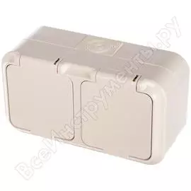 Двухместная розетка с заземлением и защитной крышкой ip54, 16а, 220в stayer master maxima 54307-w