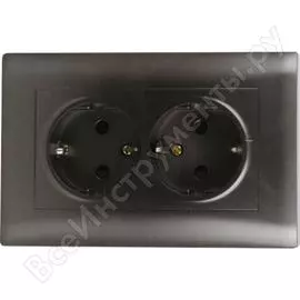 Двухместная розетка с заземлением volsten v01-14-r24-s magenta nero, 10002