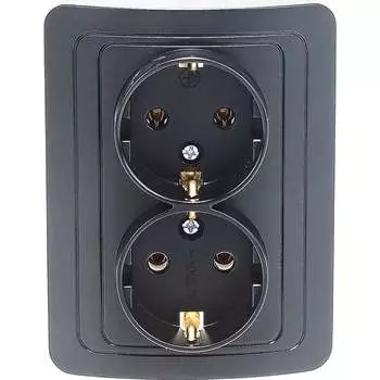 Двухместная розетка Smartbuy Марс SBE-02b-16-S2-Z-c