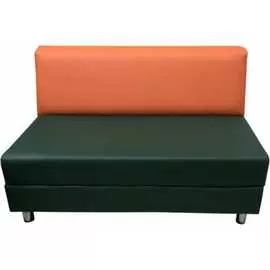 Двухместная секция дивана Мягкий Офис зеленая оранжевая ФЛ601ЗЛОР