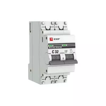 Двухполюсный автомат EKF PROxima 32А С ВА47-63 4.5кА mcb4763-2-32C-pro