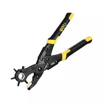 Двухрычажный револьверный сверхусиленный дырокол пробойник просекатель для кожи DELI DL1919a 134773