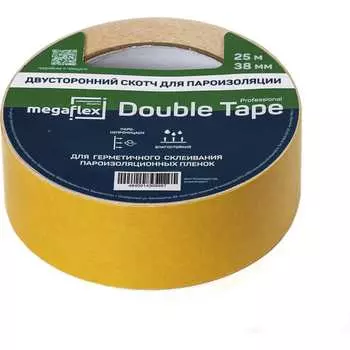 Двусторонняя клейкая лента для пароизоляции Megaflex double tape MEGDO.38.25