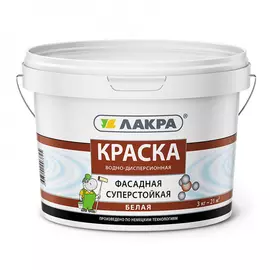 Фасадная краска лакра белая, 3 кг 90000796602