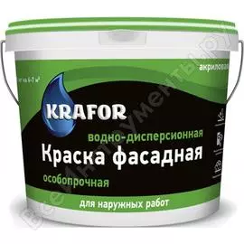 Акриловая водно-дисперсная фасадная особопрочная краска KRAFOR 30224