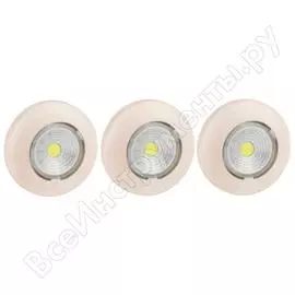 Фонарь-пушлайт эра sb-505 new аврора cob, 3xaaa, слоновая кость, 3шт в коробке б0031044