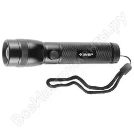 Фонарь зубр "эксперт" ручной, алюминиевый корпус, 3вт светодиод, 3ааа, черный 56202
