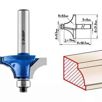 Кромочная калевочная фреза ЗУБР №1 ПРОФ. 28700-31.8