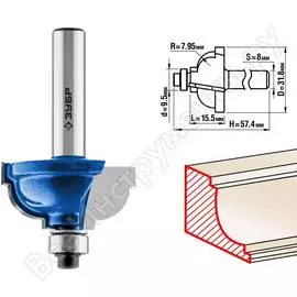 Кромочная калевочная фреза ЗУБР №7 ПРОФ. 28709-31.8