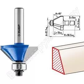 Кромочная калевочная фасочная фреза ЗУБР №9 ПРОФ. 28711-31.8