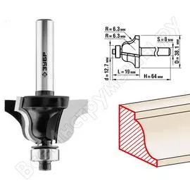 Кромочная калевочная фреза ЗУБР №4 ПРОФ. 28787-38.1