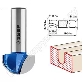 Пазовая галтельная фреза ЗУБР ПРОФ. 28751-25.4-16