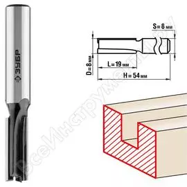 Пазовая прямая фреза ЗУБР ПРОФ. 28780-8-19