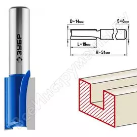 Пазовая прямая фреза ЗУБР ПРОФ. 28753-14-19