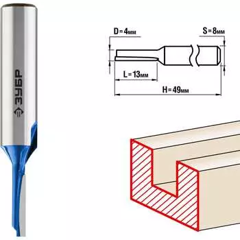Пазовая прямая фреза ЗУБР ПРОФ. 28753-4-13
