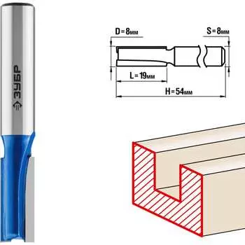 Пазовая прямая фреза ЗУБР ПРОФ. 28753-8-19