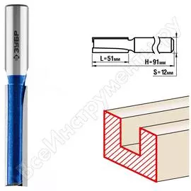 Пазовая прямая фреза ЗУБР ПРОФ. 28755-12-51