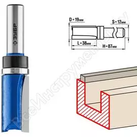 Пазовая прямая фреза ЗУБР ПРОФ. 28756-19-38-12