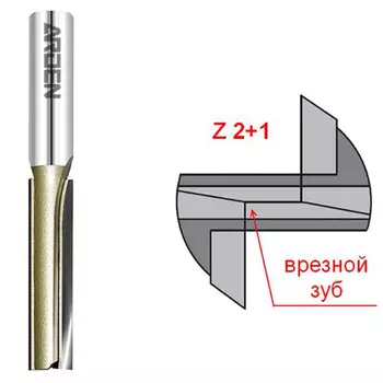 Фреза прямая пазовая с врезным зубом (8x20x55 мм; z2+1; s=8 мм) arden 105806