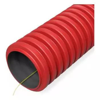 Гибкая гофрированная двустенная труба Промрукав ПНД тип 450 SN34 с зондом красная d32 50м PR15.0251