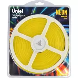Гибкая светодиодная лента Uniel NEON ULS-N01-2835-120LED/m-6mm-IP67-DC12V-9W/m-5M-YELLOW L-00009088