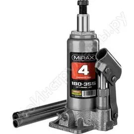 Гидравлический бутылочный домкрат mirax 4т, 180-355 мм 43260-4
