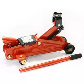 Гидравлический подкатной домкрат 2т +кейс /красный//подъем 345 мм/ autovirazh av-075103