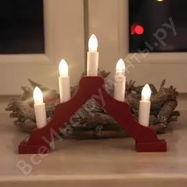 Гирлянда-горка свечи shlights 20,5х17см на красной деревянной подставке bie1205