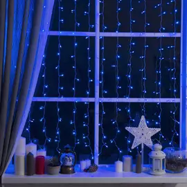 Гирлянда luazon занавес eco, ip20, умс вилка, ширина: 2 м, высота: 1.5 м, н.с. led-360-220v, 8 режимов, синий 1080463
