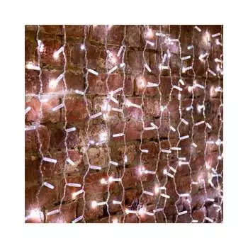 Гирлянда Neon-Night ДОЖДЬ занавес 2х3м, прозрачный ПВХ, 448LED белые, 28LED/нить, 16 нитей 235-155-6