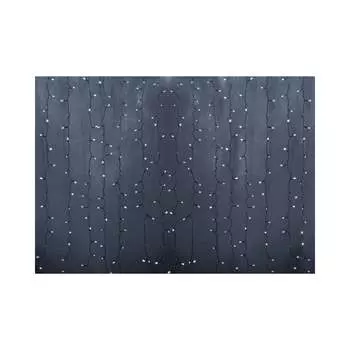 Гирлянда Neon-Night ДОЖДЬ занавес 2х1,5м, прозрачный ПВХ, 192LED белые, 12LED/нить, 16 нитей 235-305-6