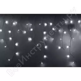 Гирлянда Neon-Night АЙСИКЛ бахрома, 2,4х0,6 м, белый ПВХ, мерцающий Flashing, 88LED белые 255-036