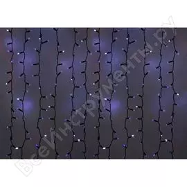 Гирлянда neon-night дождь, занавес, 2х1.5м, черный пвх, мерцающий "flashing", 360 led синие 235-233