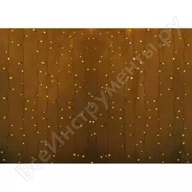 Гирлянда Neon-Night ДОЖДЬ занавес 2х1,5м, прозрачный ПВХ, 192LED желтые, 12LED/нить, 16 нитей 235-301-6