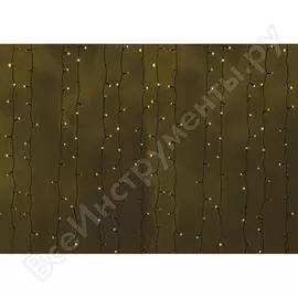 Гирлянда neon-night дождь занавес 2х3м, черный пвх, 760 led жёлтые 235-141