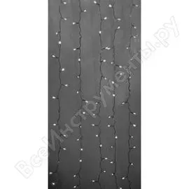 Гирлянда Neon-Night ДОЖДЬ занавес 2х3м, прозрачный ПВХ, эффект водопада, 240LED белые 5 нитей*48LED 235-435