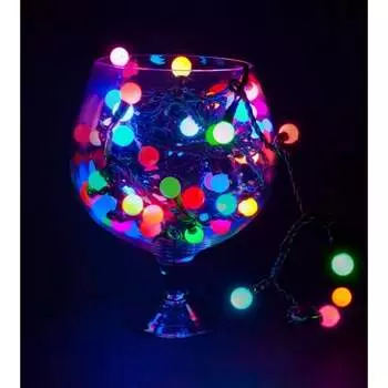 Гирлянда Neon-Night мультишарики d=17,5 мм 20м 200LED RGB, черный ПВХ 303-509
