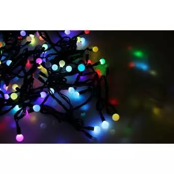 Гирлянда Neon-Night мультишарики d=17,5 мм 10м 100LED RGB, черный ПВХ 303-509-2