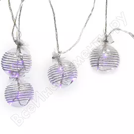 Гирлянда shlights из 6 прозрачных шаров с орнаментом bal18v-s08-c