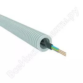 Гофрированная труба пвх партнер-электро серая 20мм. с кабелем ввг пнга-ls 3x2,5мм2 25м fp03l20vvgpngls3х2,5lgr25