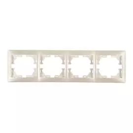 Горизонтальная рамка Lezard х4, жемчужно-белый перламутр, без вставок 701-3000-149