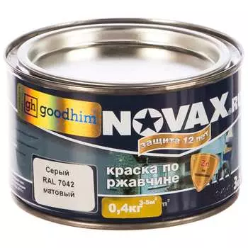 Грунт-эмаль goodhim novax 3в1 серый ral 7042, матовая, 0,4 кг 10861