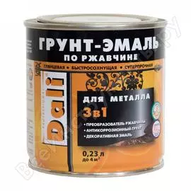 Грунт-эмаль по ржавчине dali 3в1 серебристый алюминий ral 9006 0,23 л 6 53578