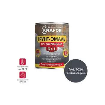 Грунт эмаль по ржавчине KRAFOR 250226