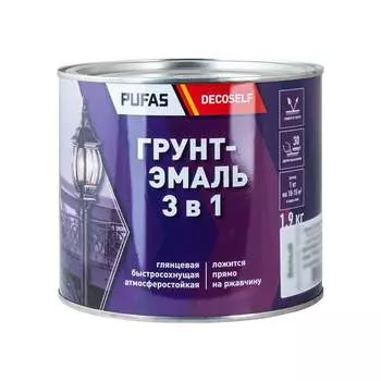 Грунт-эмаль Pufas 3 в 1 голубая (мат.) Decoself (1,9кг) тов-212126